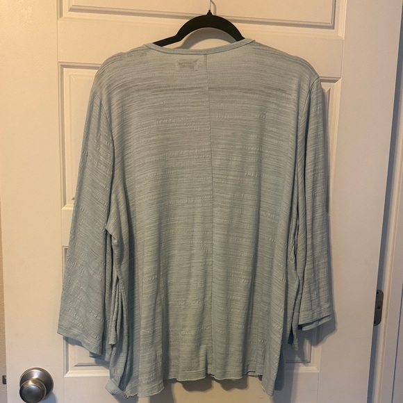 Wonderly Sky Blue Textured V-Neck Blouse - Picture 4 of 5